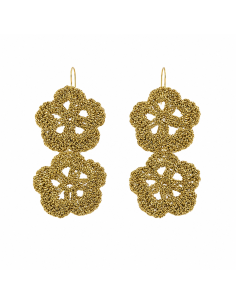 Pendientes artesanales de doble flor estilo bohemio