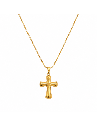Cruz Gota de Fé | Colgante minimalista dorado en acero inoxidable