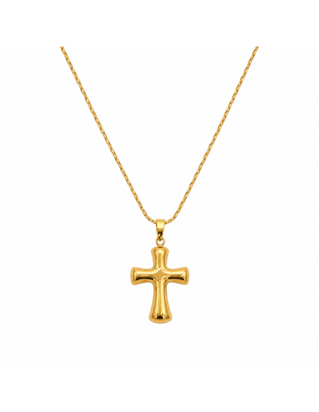 Cruz Gota de Fé | Colgante minimalista dorado en acero inoxidable
