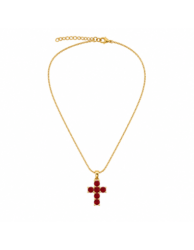 Cruz Gracia | Collar cruz dorada con cristales facetados