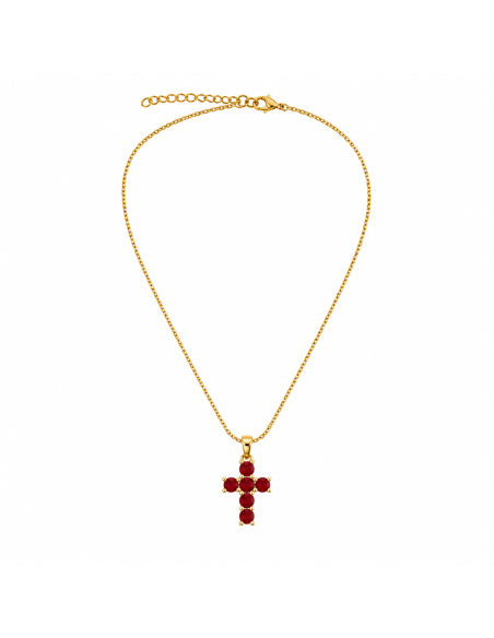Cruz Gracia | Collar cruz dorada con cristales facetados