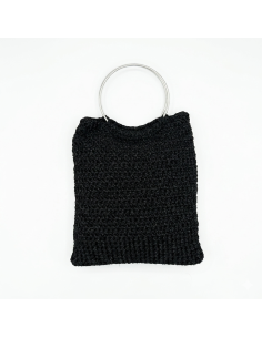 Bolso artesanal de crochet metalizado con asas metálicas