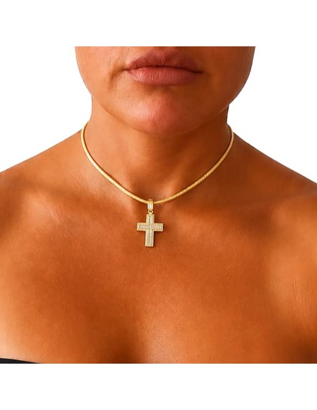 Cruz Luz gargantila dorada con circonitas | Collar cruz elegante