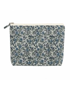 Neceser floral impermeable con cierre de cremallera y estampado vintage.