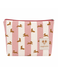 Neceser de algodón estampado teckel con rayas bicolor