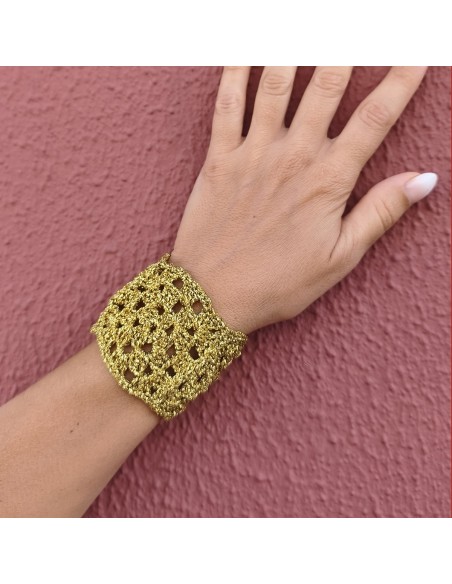 Brazalete Lurex | Brazalete crochet artesanal brillante