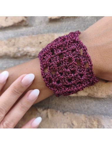Brazalete Lurex | Brazalete crochet artesanal brillante