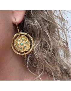 Pendientes Astro de Turquesa dorados | Joya vintage con piedras