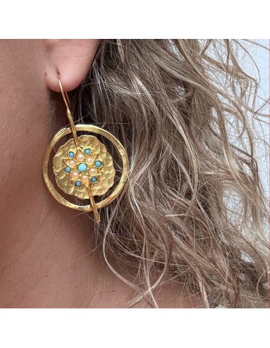 Pendientes Astro de Turquesa dorados | Joya vintage con piedras