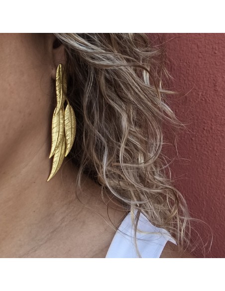 Pendientes Hojas Doradas | Pendientes largos de inspiración natural