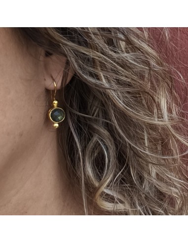 Pendientes labradorita dorados | Pendientes Esencia naturales