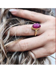 Anillo rubí dorado bohemio | Anillo Sol de Invierno