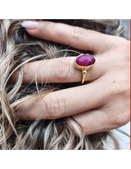 Anillo rubí dorado bohemio | Anillo Sol de Invierno