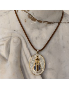 Collar Virgen del Valle dorado | Medalla con circonitas