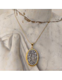 Medallón Bautismo en el Jordán dorado 65 cm | Colgante religioso