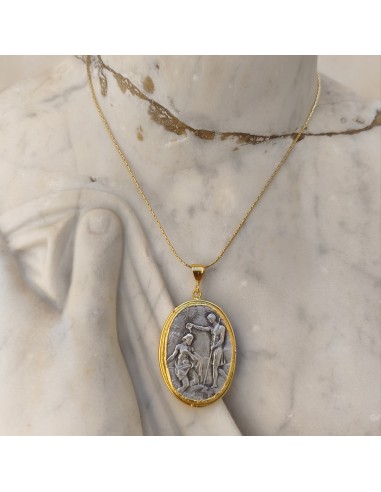 Medallón Bautismo en el Jordán dorado 65 cm | Colgante religioso