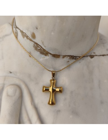 Cruz Gota de Fé | Colgante minimalista dorado en acero inoxidable