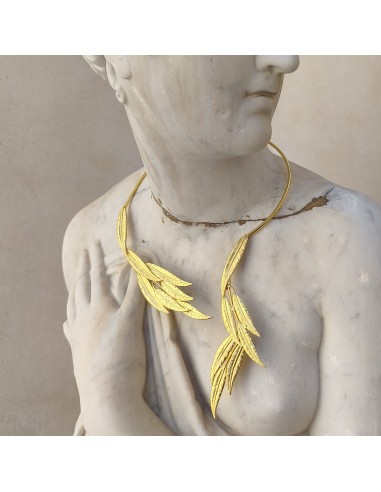 Choker Linfa dorado con hojas | Collar ajustable estilo romano