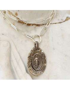 Medalla Milagrosa Plata | Collar religioso elegante | Mis Girasoles