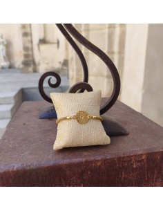 Pulsera Padre Nuestro | Pulsera ajustable con medalla grabada
