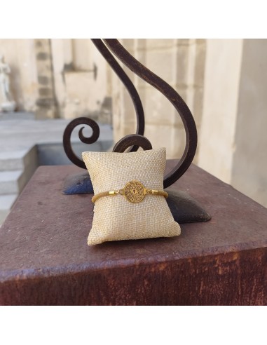 Pulsera Padre Nuestro | Pulsera ajustable con medalla grabada