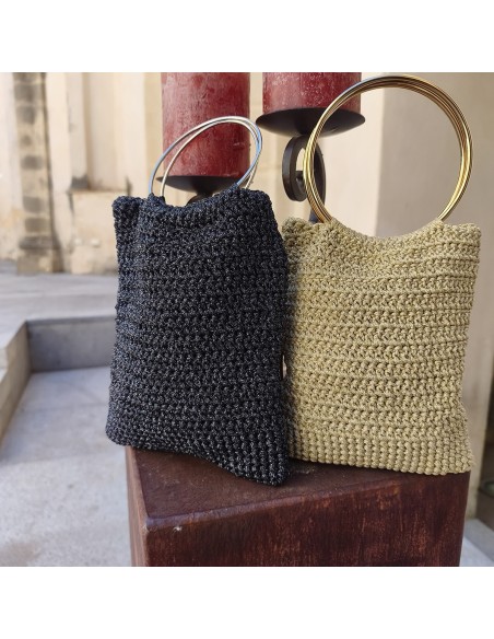Bolso Modelo Luna | Bolso artesanal de crochet metalizado