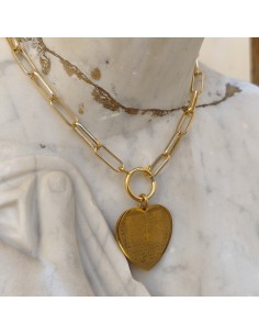 Collar Padre Nuestro dorado corazón | Collar Pater Noster