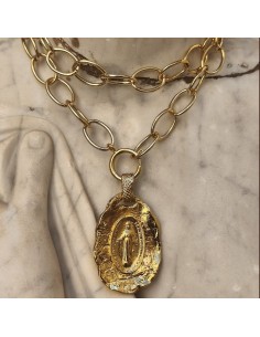 Collar Medalla Milagrosa dorada | Collar religioso artesanal