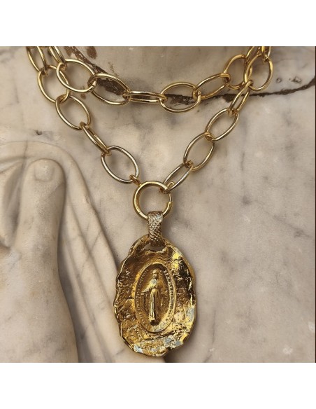 Collar Medalla Milagrosa dorada | Collar religioso artesanal
