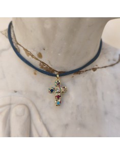 Colgante Cruz Veneciana con Piedras Multicolor | Mis Girasoles 2