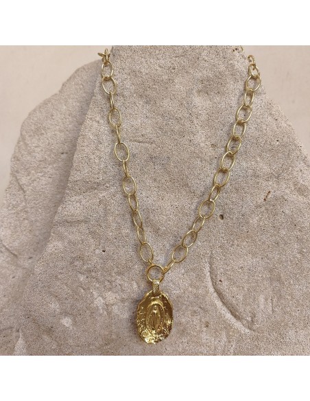 Collar Medalla Milagrosa dorada | Collar religioso artesanal