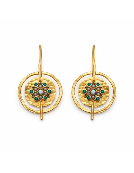 Pendientes Astro de Turquesa dorados | Joya vintage con piedras