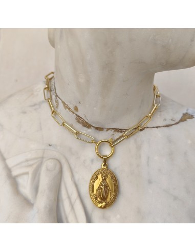 Virgen Medalla Milagrosa dorada | Collar religioso elegante