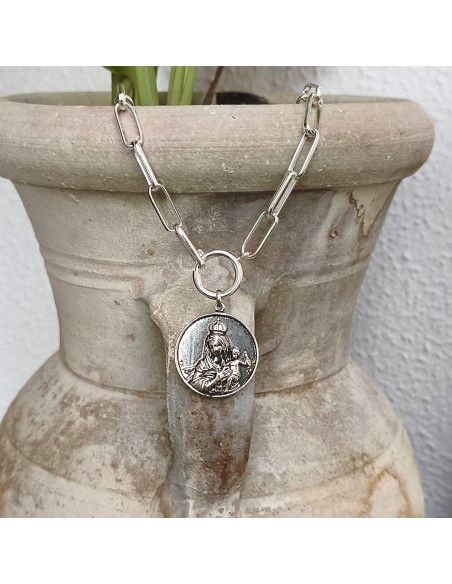 Escapulario Sagrado Corazón | Medalla religiosa dorada y plateada | Mis Girasoles