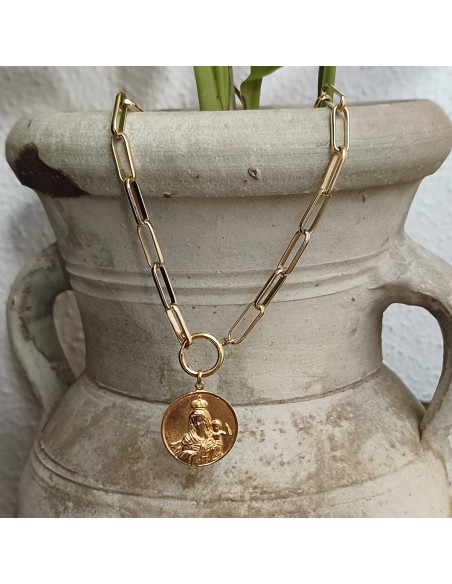 Escapulario Sagrado Corazón | Medalla religiosa dorada y plateada | Mis Girasoles