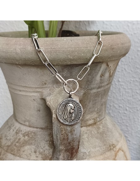 Medalla Virgen de Fátima | Collar religioso dorado y plateado | Mis Girasoles