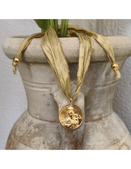 Escapulario Sagrado Corazón con cordón de seda | Mis Girasoles
