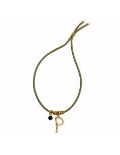 Collar inicial con ojo de tigre | Letra personalizada | Mis Girasoles 2