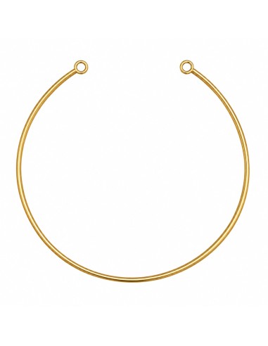 Choker rígido de acero con baño de oro, diseño minimalista abierto y acabado dorado brillante.