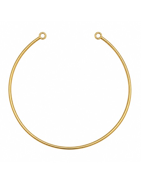 Choker rígido de acero con baño de oro, diseño minimalista abierto y acabado dorado brillante.