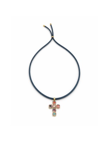 Colgante Cruz Veneciana con Piedras Multicolor | Mis Girasoles