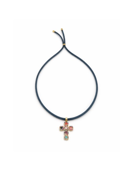 Colgante Cruz Veneciana con Piedras Multicolor | Mis Girasoles
