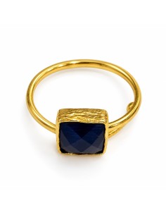 Anillo Zafira Dorado Ajustable con Piedra Azul | Mis Girasoles 2