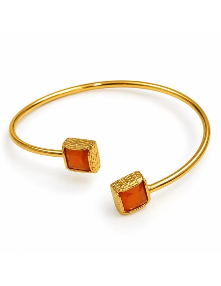 Brazalete Dúo Imperial dorado con dos piedras color cornalina