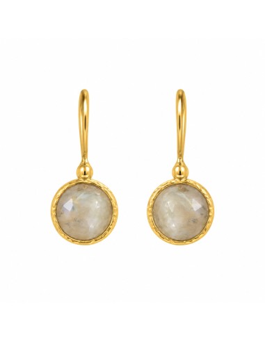 Pendientes Perla Lunar dorados con piedras redondas nacaradas
