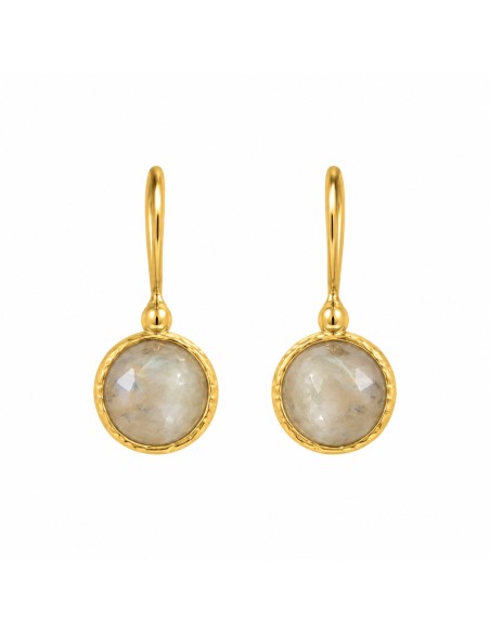 Pendientes Perla Lunar dorados con piedras redondas nacaradas