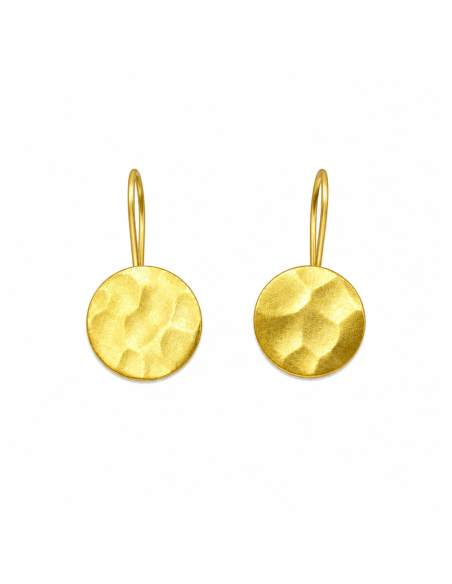 Pendientes dorados minimalistas con acabado martilleado y gancho
