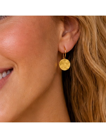 Pendientes dorados martilleados | Pendientes Gota de Sol