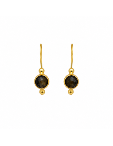 Pendientes dorados con piedra labradorita facetada y gancho