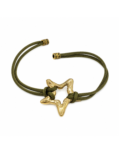 Pulsera ajustable con estrella artesanal y cordón de seda estilo bohemio